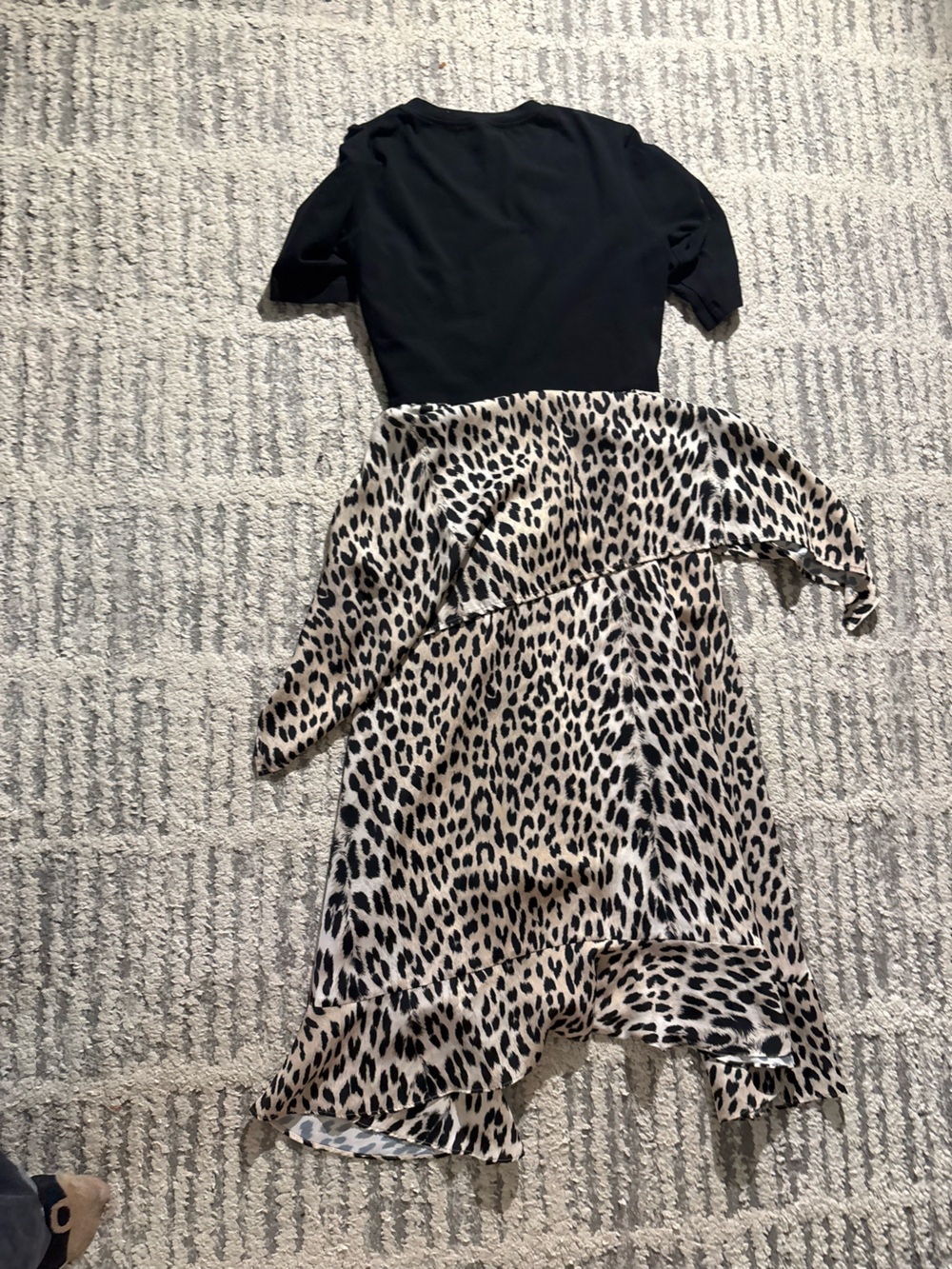 Maje black cream cheetah print wrap tie two tone flowy dress size 42/XL - Picture 7 of 7